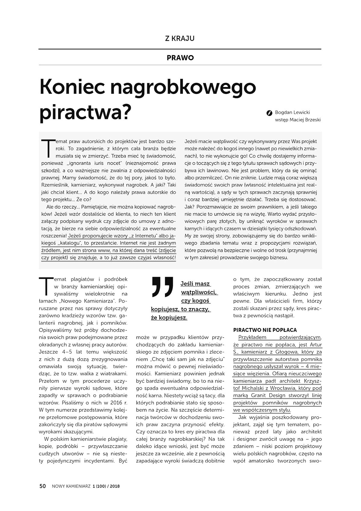 Artykuł 'Koniec nagrobkowego piractwa?' - Nowy Kamieniarz